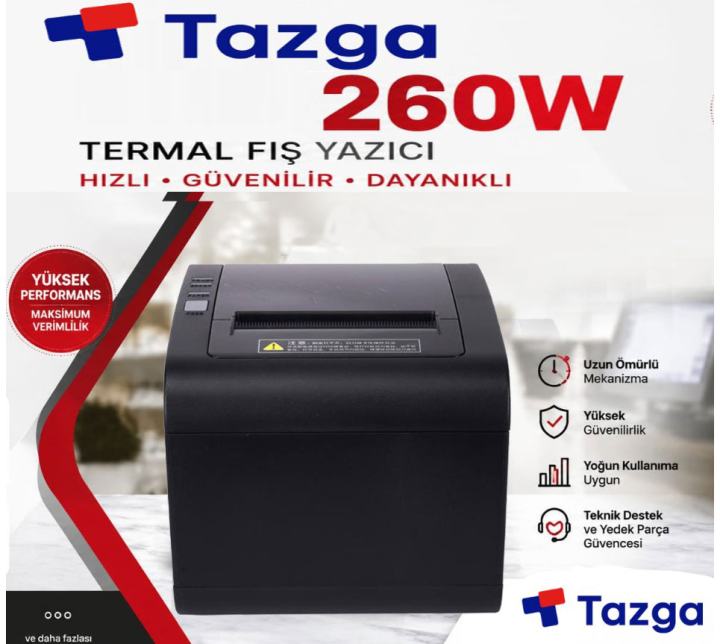 TAZGA PRN-260W TERMAL FİŞ YAZICI USB + ETHERNET+ SERI