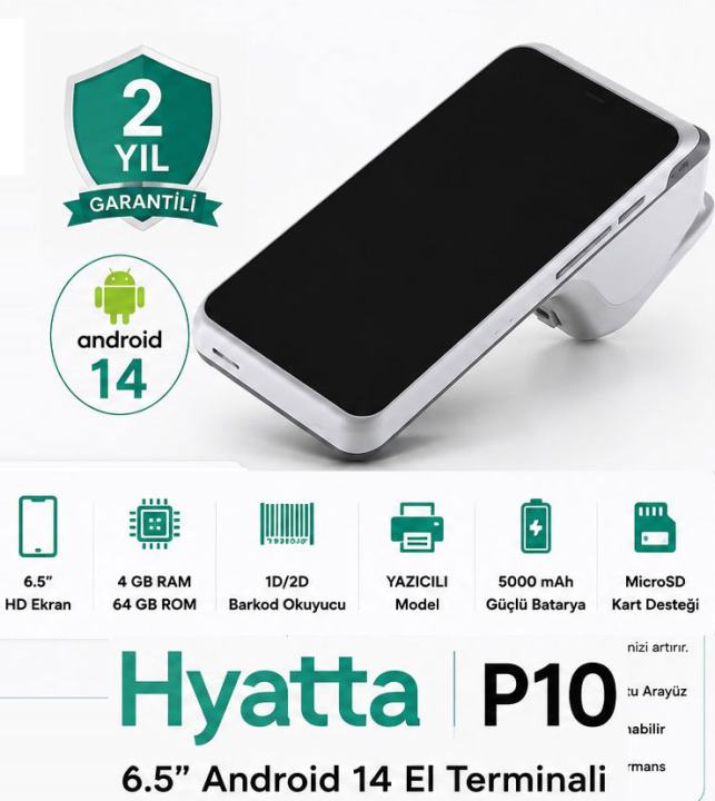 HYATTA P10  6.5" ANDROID 13- 4 GB RAM / 64 GB DİSK YAZICI VE OKUYUCULU
